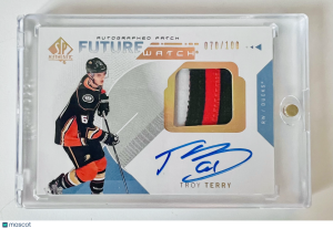 2019 2018-19 Upper Deck SP Authentic Future Watch Troy Terry Rookie 70/100 Patch front
