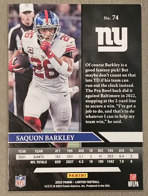 #74 Saquon Barkley Limited Ruby Spot Light #/49 back