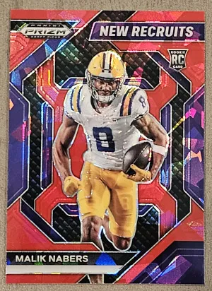 2024 Prizm Draft Picks - Malik Nabers - New Recruits Red Cracked Ice #NR-MNS front