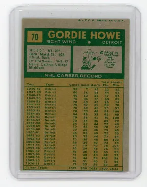 1971-72 Topps #70 Gordie Howe miscut back