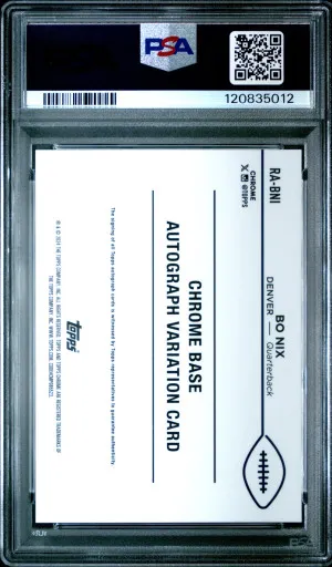 2024 Topps Chrome Rookie Autographs Bo Nix - Yellow Geometric 32/75 PSA 10 back