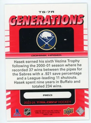 2023-24 UD Trilogy Dominik Hasek Generations /799 back