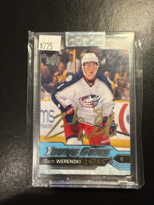 2019-20 UD Buybacks Young Guns Gold Auto Zach Werenski 25/25 front