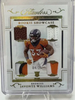 2021 Panini Flawless - Javonte Williams RC 4/25 - 4 patch front