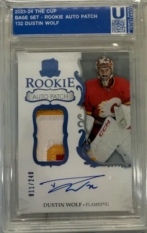 Dustin Wolf The Cup Rookie Patch Auto /249 front