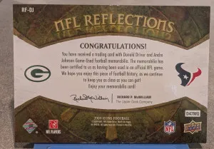 Upper Deck Icons NFL Reflections Dual Jerseys back