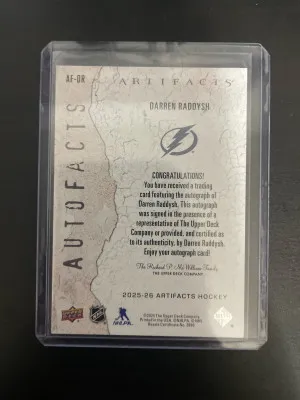 2025-26 Artifacts Darren Raddysh Auto back