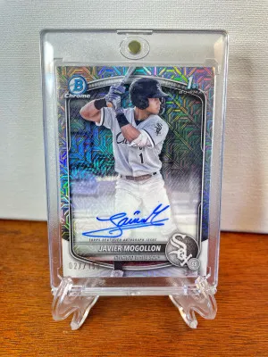 2025 Bowman Chrome JAVIER MOGOLLON Mojo Refractor 1st AUTO /150 White Sox front