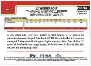 2025 Topps Pro Debut JJ Wetherholt Aqua Chrome Refractor /75 back