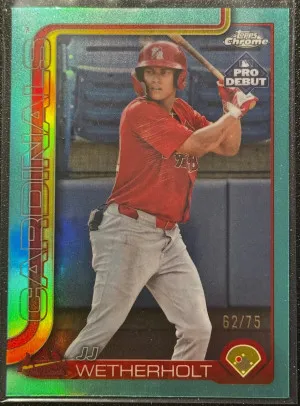 2025 Topps Pro Debut JJ Wetherholt Aqua Chrome Refractor /75 front
