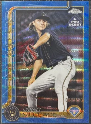 2025 Topps Pro Debut Bryce Meccage Blue Wave Refractor /150 front