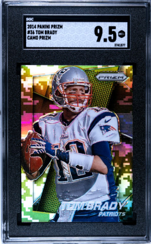 2014 Panini Prizm Tom Brady Camo Prizm SGC 9.5 Very Tough Grade front