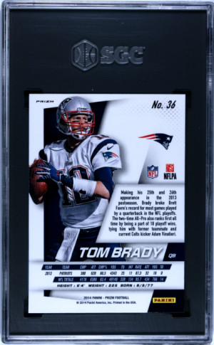 2014 Panini Prizm Tom Brady Camo Prizm SGC 9.5 Very Tough Grade back