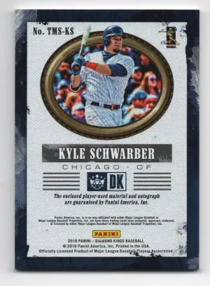 2018 Panini Diamond Kings DK Triple Materials Signatures Masterpiece #TMS-KS Kyle Schwarber 1/1 back