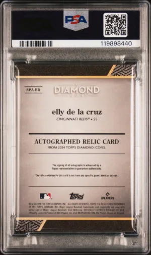 2024 Topps Diamond Icons Auto Relics Elly De La Cruz /10 PSA 7 POP 1 back