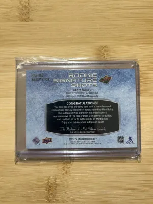 2023-24 Engrained Matt Boldy Rookie Signature Shots Silver /99 #RSS-MB Minnesota Wild back