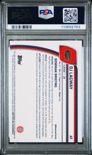 2024 Bowman Sapphire - DJ Lagway - 1st - PSA 10 - #63 back
