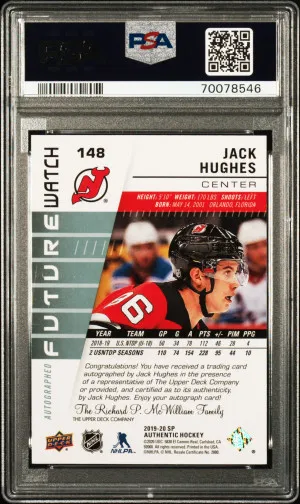 2019 Sp Authentic Jack Hughes Autograph back
