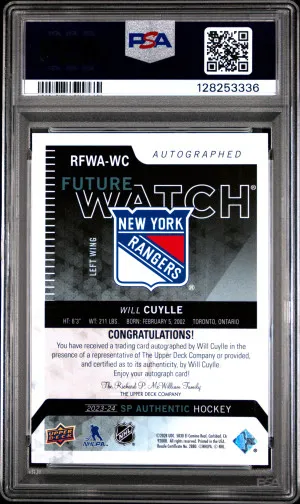 2023 Sp Authentic 2013-14 Retro Autograph Future Watch Will Cuylle 2013 Retro Au Future Watch back