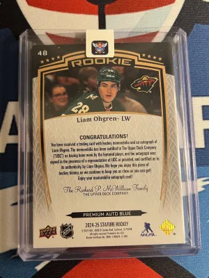 2024-25 Stature 2 Color RPA Liam Ohgren /10 back