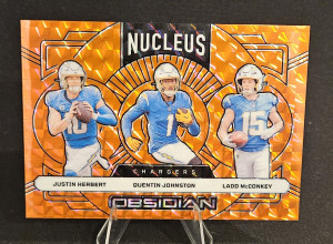 Justin Herbert, Quentin Johnston, Ladd McConkey 2024 Obsidian Orange Nucleus front