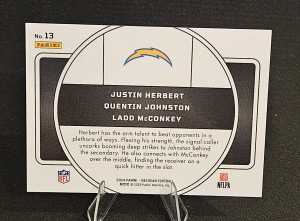 Justin Herbert, Quentin Johnston, Ladd McConkey 2024 Obsidian Orange Nucleus back