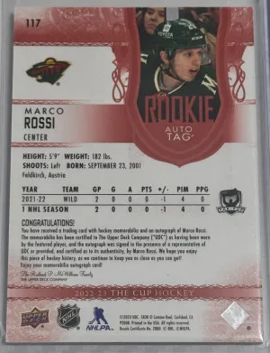 Marco Rossi RC The Cup Tag Auto /4 back