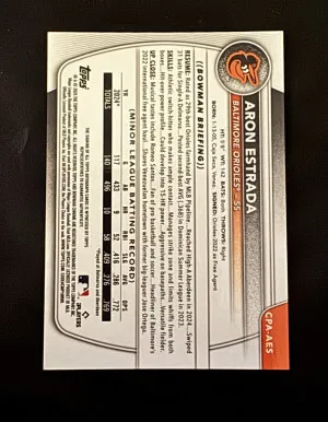2025 Bowman Chrome Aron Estrada Orange Shimmer Auto /25 back