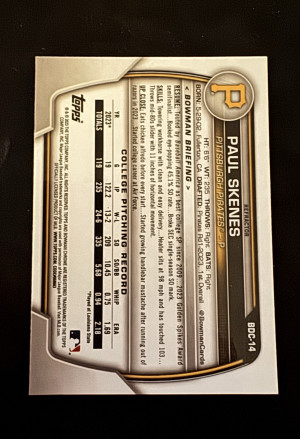 2023 BOWMAN DRAFT BDC14 PAUL SKENES CHROME-REFRACTOR back