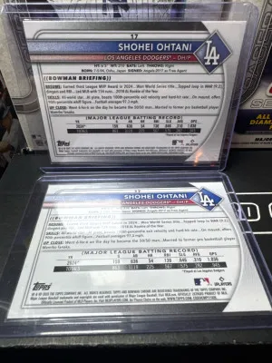 2 Cards 2025 Bowman Chrome And Base - Shohei Ohtani #17 Mega Box Mojo Refractor And Base. back