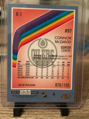 23-24 OPC Platinum Blue Pulsar Connor McDavid /100 back