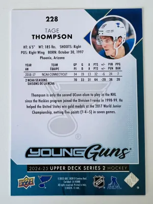 2016 Upper Deck Series 2 Young Guns Tage Thompson Parallel/Variety back