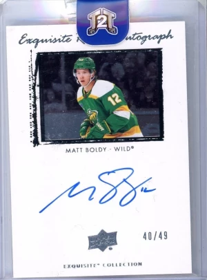 2022-23 Upper Deck Exquisite Matt Boldy Autograph Rookie /49 front