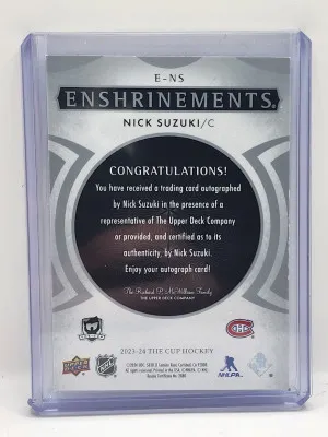 Nick Suzuki 2023-24 Upper Deck The Cup Enshrinements Auto / 99 back