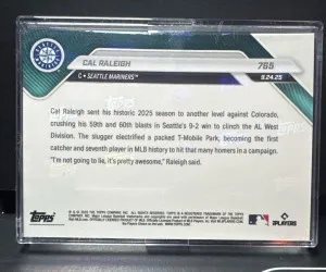 CAL RALEIGH 2025 Topps Now MLB #765 60th Home Run - Seattle Mariners back