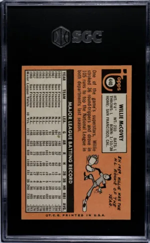1969 Topps Willie Mccovey SGC 6.5 back