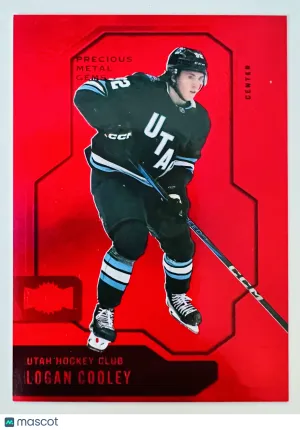 2025 SkyBox Metal Universe Hockey Logan Cooley Red PMG 091/100 front