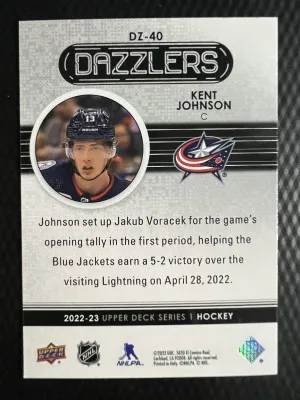 2023 2022-23 Upper Deck Kent Johnson Pink Parallel/Variety Rookie back