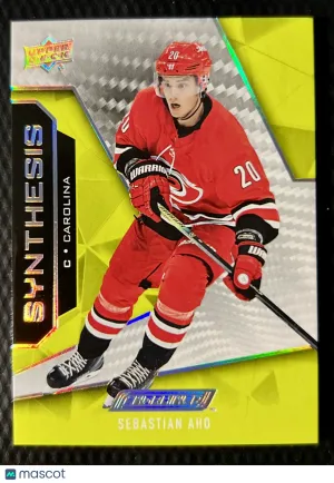2020 2019-20 Upper Deck Synergy Sebastian Aho Yellow Limited Edition Insert front