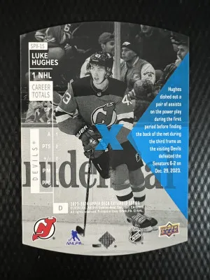2024 2023-24 Upper Deck Luke Hughes Holo Rookie Insert back
