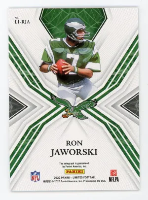 2022 Limited Ron Jaworski Limited Ink Silver Spotlight Autograph /75 back