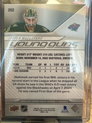 Jesper Wallstedt Young Guns back
