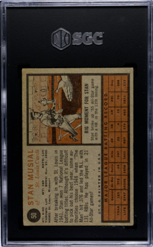 1962 Topps Stan Musial SGC 2 back