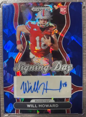 2025 Prizm DP Blue Cracked Ice Will Howard RC Auto /75 front