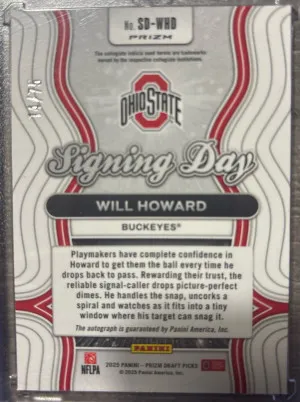 2025 Prizm DP Blue Cracked Ice Will Howard RC Auto /75 back