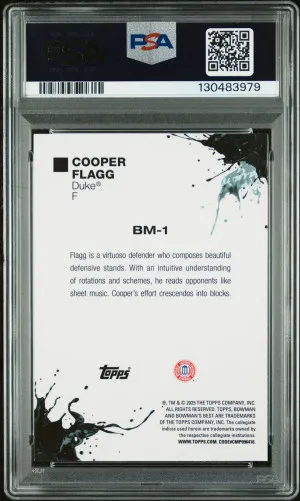 2024 Bowman University Best Bowman Masterpieces Cooper Flagg Bwm Masterpieces-Shim Ref PSA 10 back