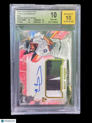 2023 Topps Inception Patch Autographs Red Riley Greene #IAPRG BGS 10 Auto 10 front