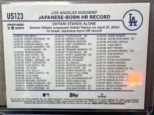 2024 Topps Update #US123 Japanese Born HR Record Shohei Ohtani back