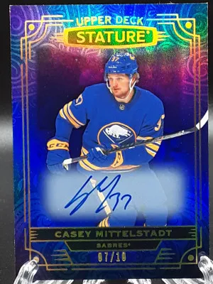 2022-23 Upper Deck Stature Casey Mittelstadt Green Auto /10 front