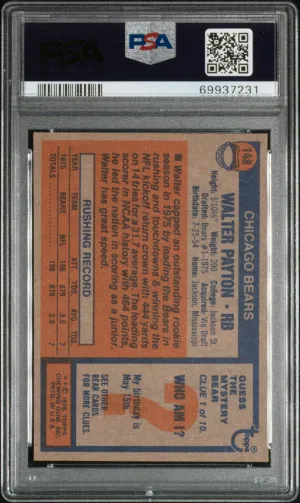 1976 Topps Walter Payton back